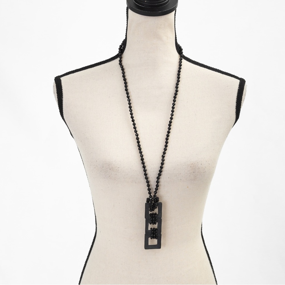Longer length pendant necklace calcite & black onyx Jess David